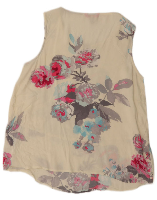 Joules Camicetta senza maniche da donna Top UK 12 Viscosa floreale bianca media