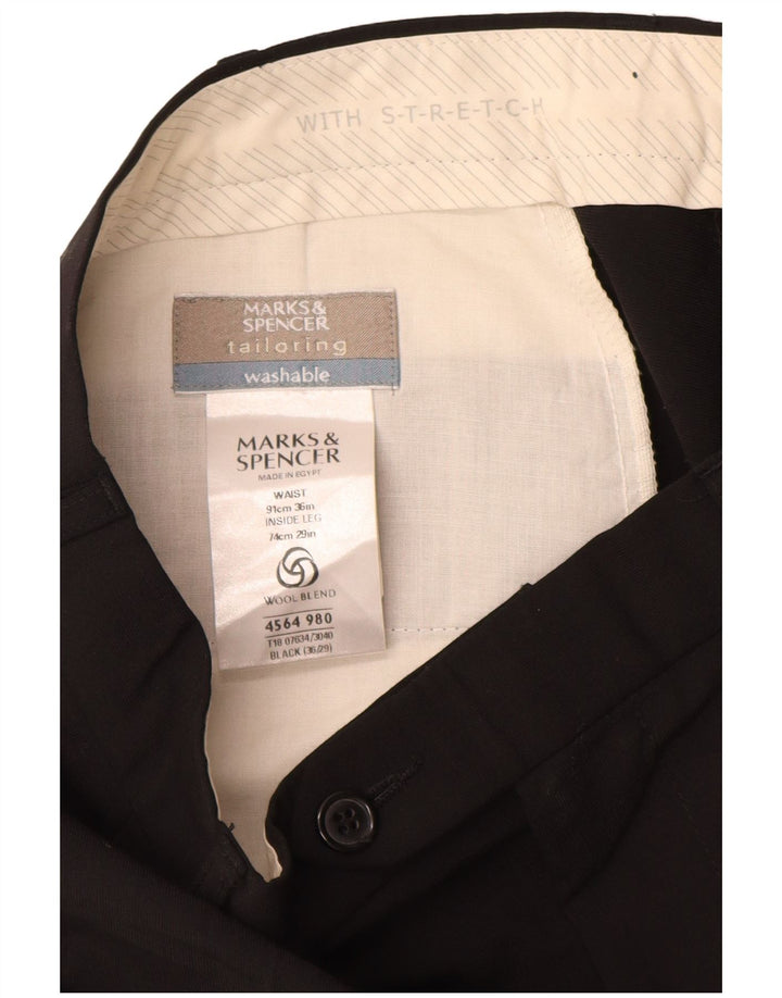 Pantaloni da abito con pegging da uomo Marks & Spencer W36 L29 poliestere nero