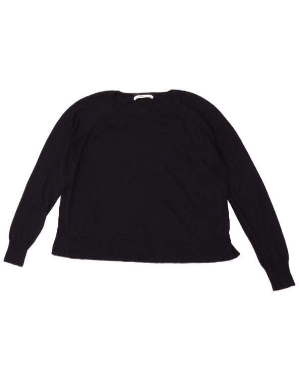 Maglione corto con scollo a barca da donna Zara UK 14 Viscosa blu navy medio