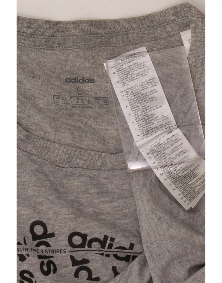 ADIDAS Mens Graphic T-Shirt Top Large Grey Cotton