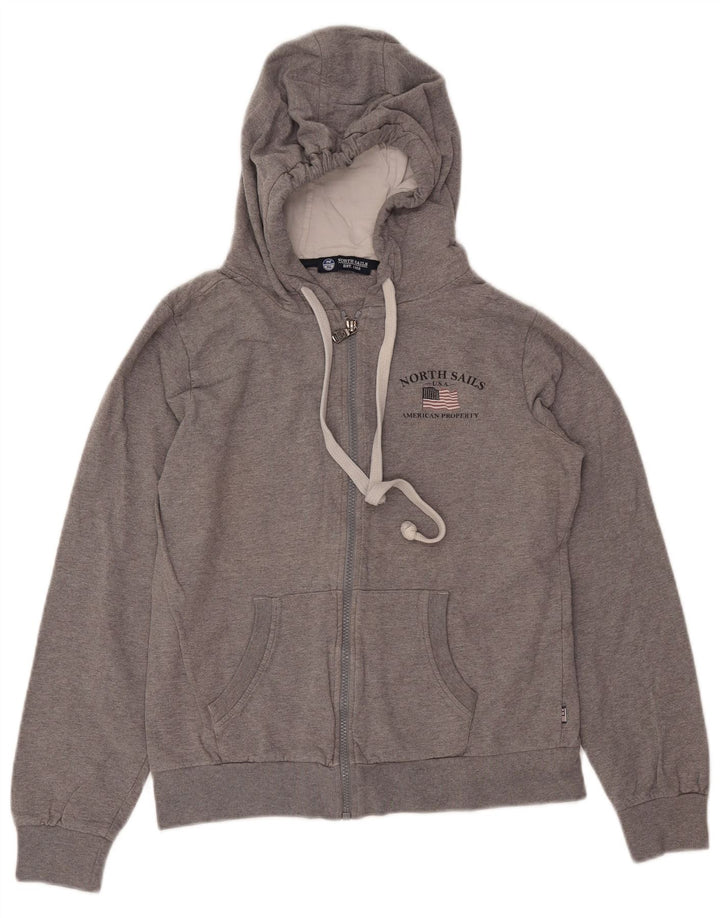 NORTH SAILS Maglione con cappuccio e zip da donna UK 12 Cotone grigio medio