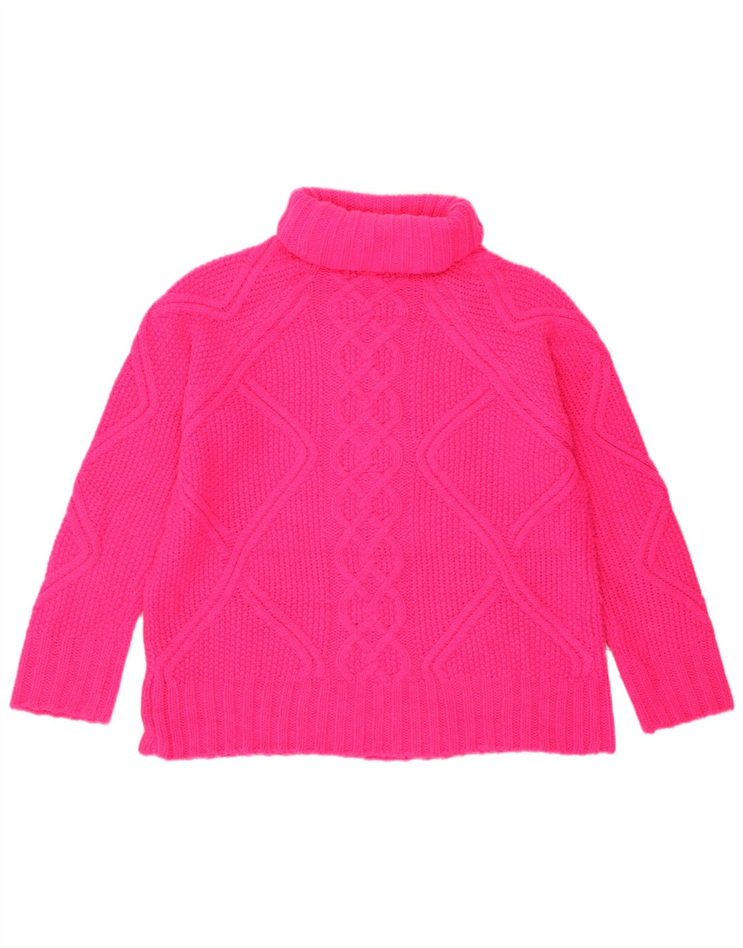 Maglione maglione oversize da donna con collo alto Oasis UK 10 piccolo acrilico rosa