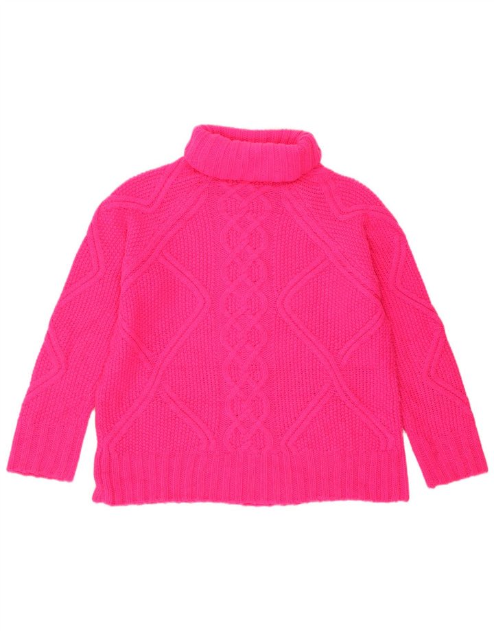 Maglione maglione oversize da donna con collo alto Oasis UK 10 piccolo acrilico rosa