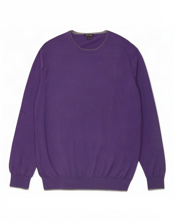 Maglione maglione girocollo da uomo Massimo Dutti XL cotone viola
