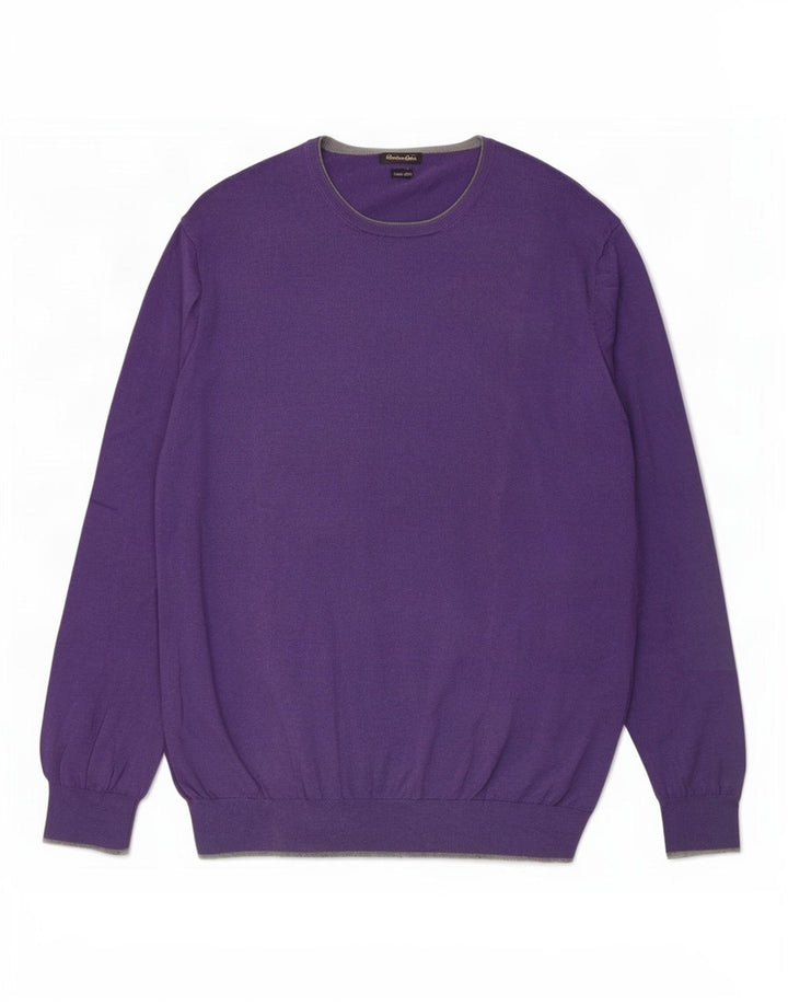 Maglione maglione girocollo da uomo Massimo Dutti XL cotone viola