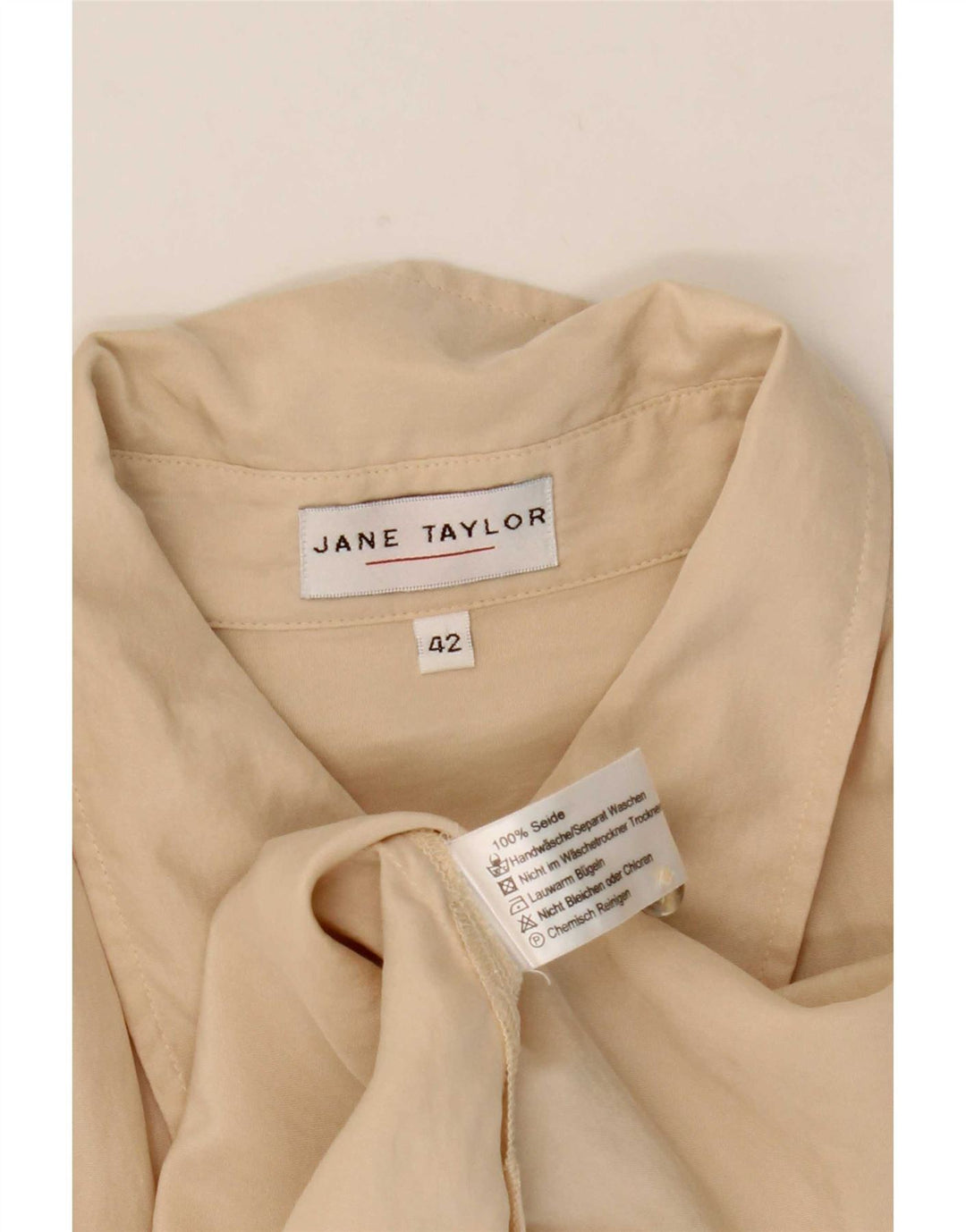Camicetta Camicia Vintage da Donna IT 48 XL Beige Seta