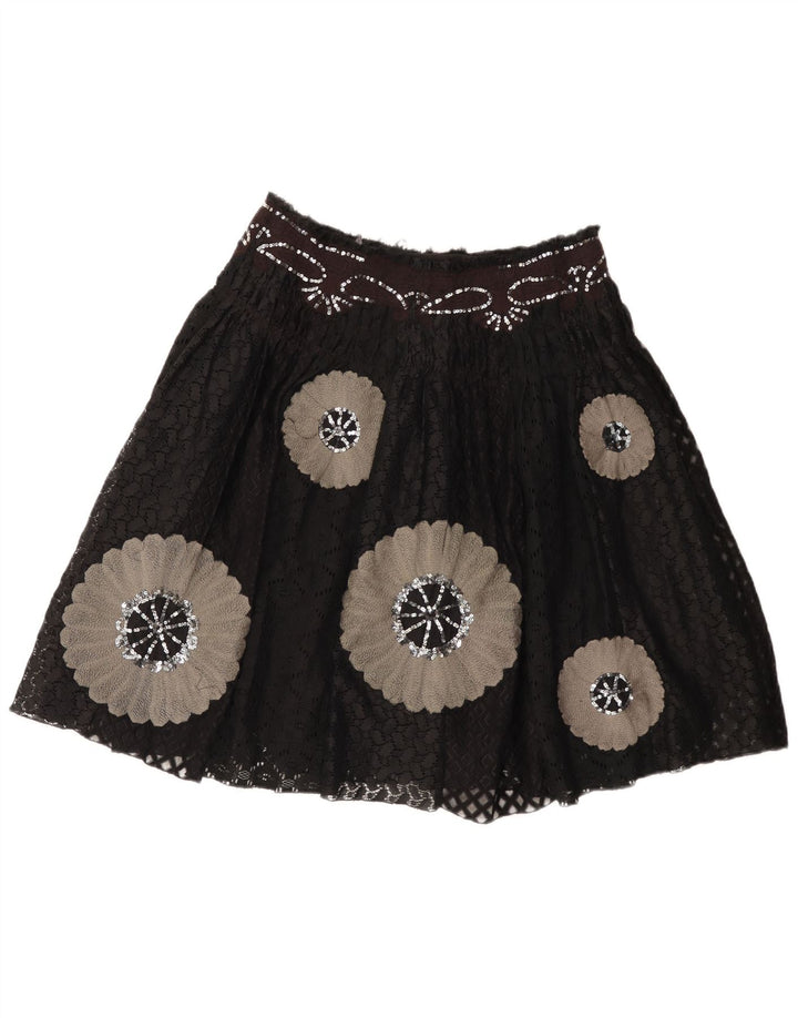 Gonna a trapezio da donna Stella Forest EU 40 media W30 nylon floreale nero