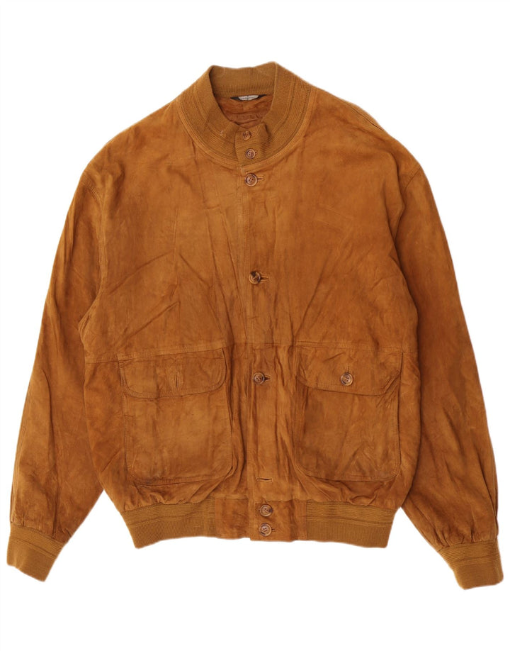 Giubbotto bomber vintage in pelle scamosciata da uomo IT 54 2XL Pelle beige