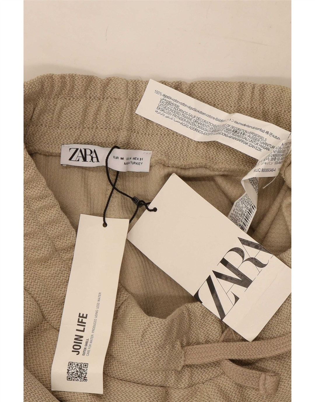 Pantaloncini chino da uomo Zara medi W31 in cotone beige