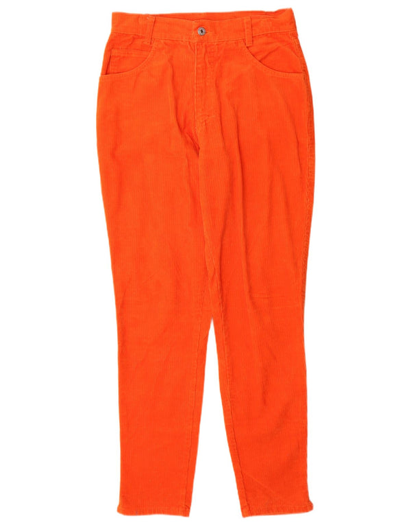 Pantaloni da donna in velluto a coste affusolati a vita alta con zip IT 46 Large W28 L31 Arancione