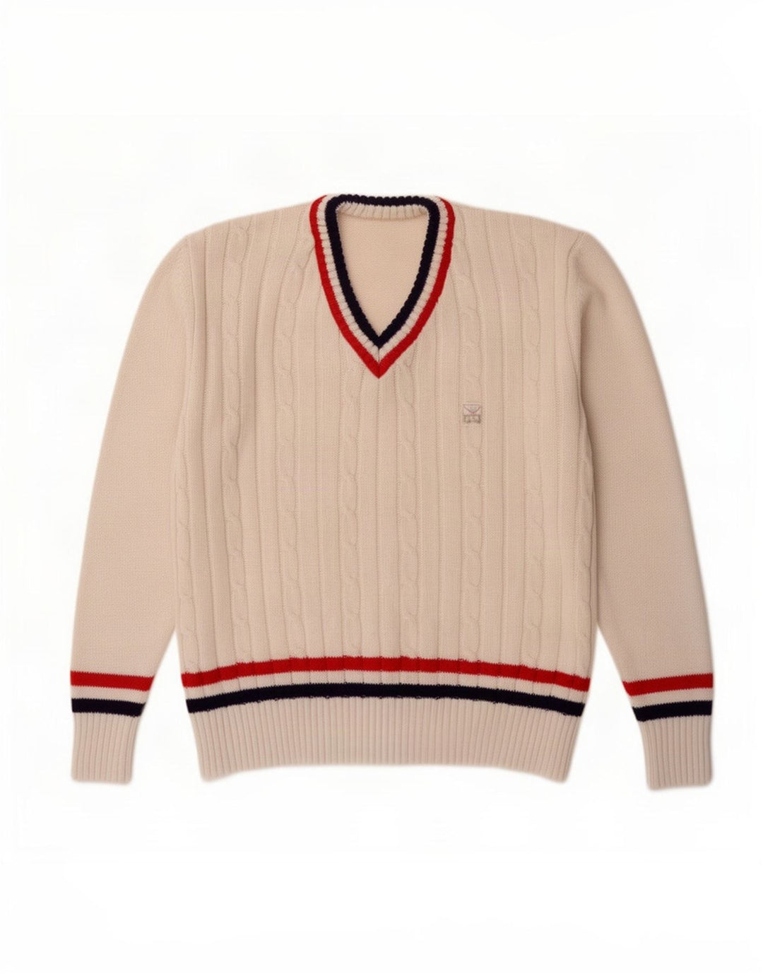 Trigema Maglione da uomo con scollo a V a righe grandi bianche