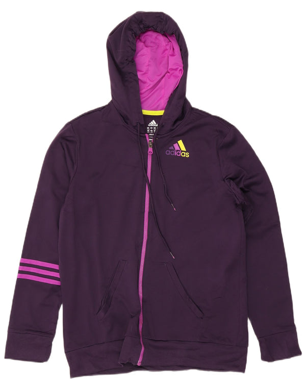 Felpa con cappuccio e zip da donna Adidas UK 16/18 Large Viola Poliestere