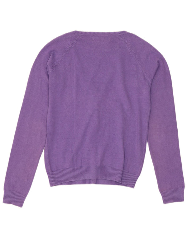 Maglione cardigan da donna Zara UK 10 piccolo cotone viola