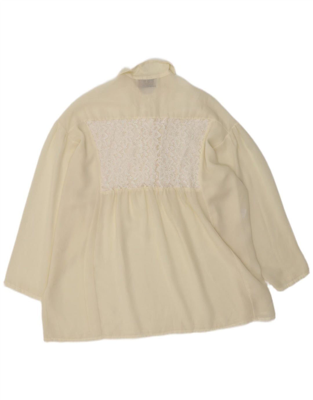 Camicetta camicia oversize pullover vintage da donna UK 18 XL poliestere bianco sporco