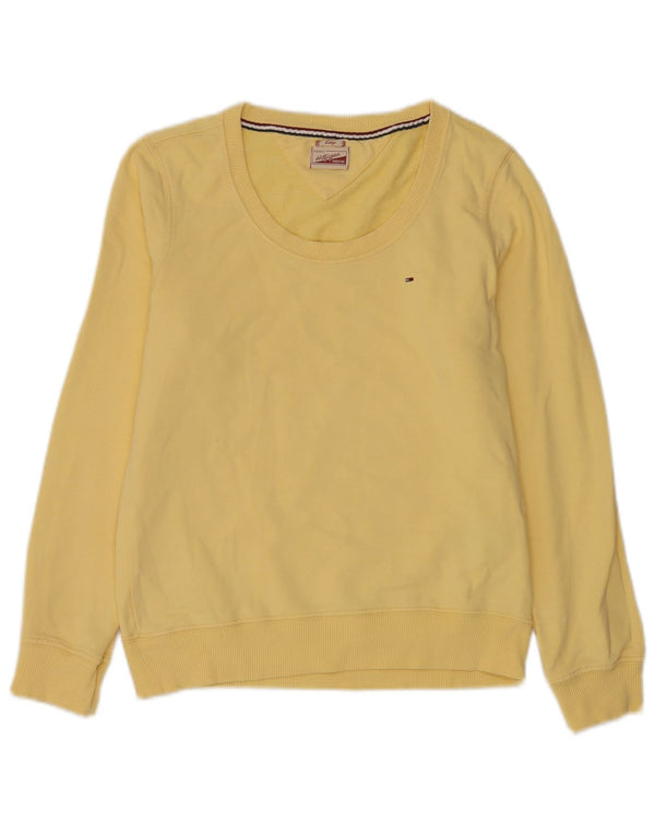 Tommy Hilfiger Donna Felpa Maglione UK 14 Grande Cotone Giallo