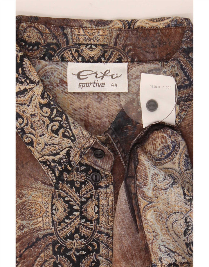 Camicia oversize da donna vintage IT 44 Tencel Paisley marrone medio