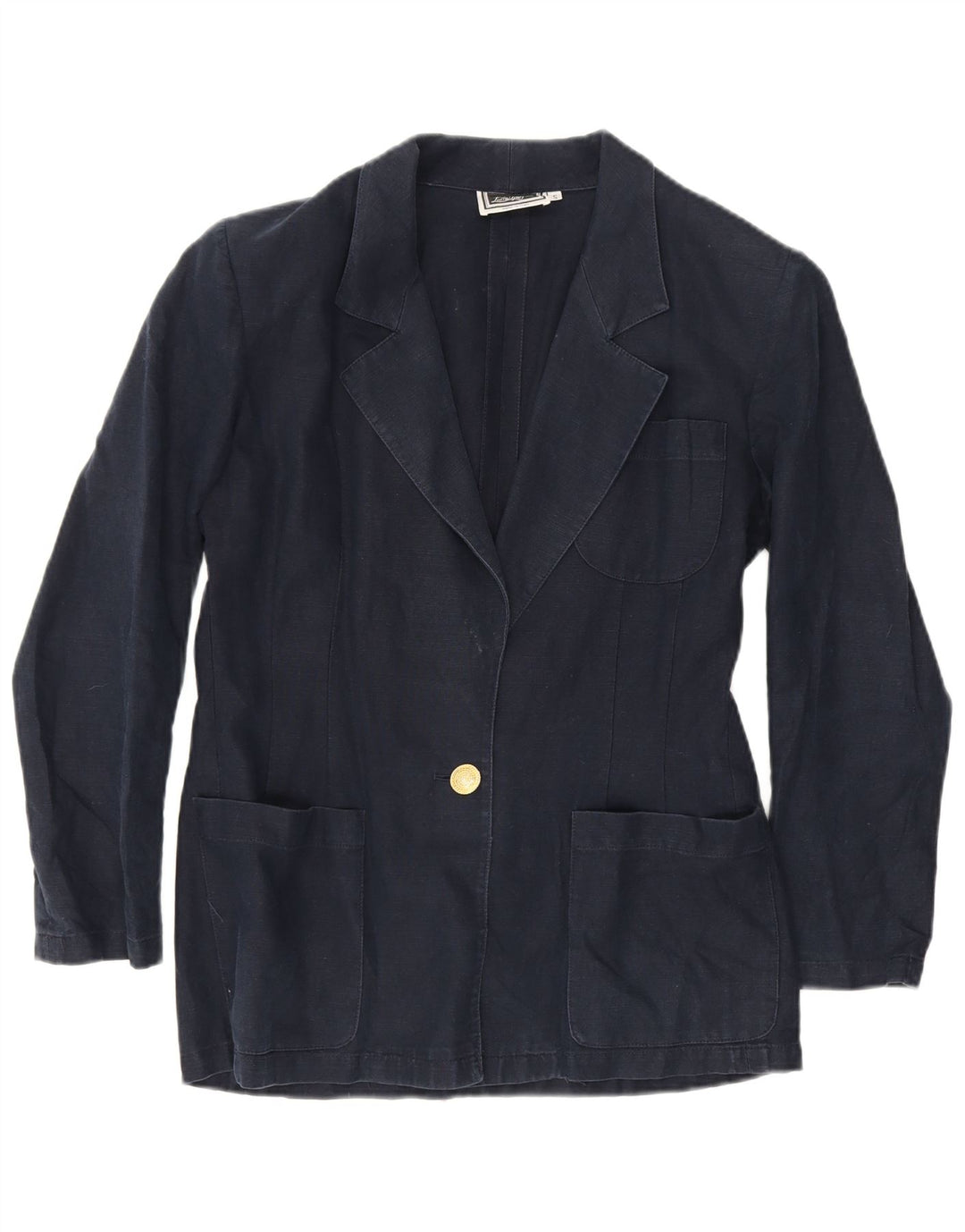 Luisa Spagnoli Giacca Blazer da Donna a 1 Bottone UK 10 Piccola Blu Navy
