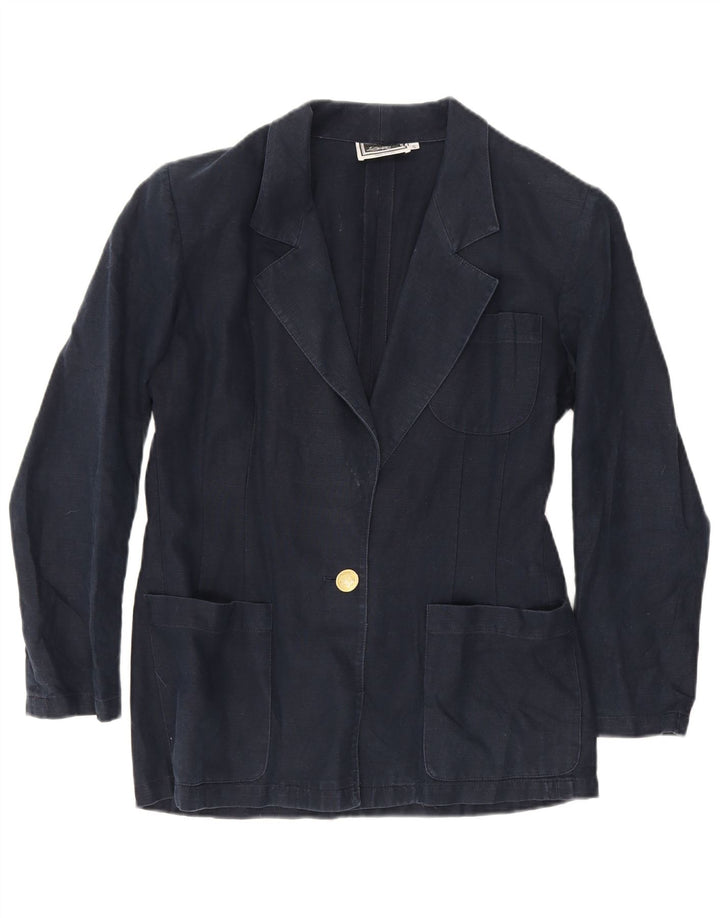 Luisa Spagnoli Giacca Blazer da Donna a 1 Bottone UK 10 Piccola Blu Navy