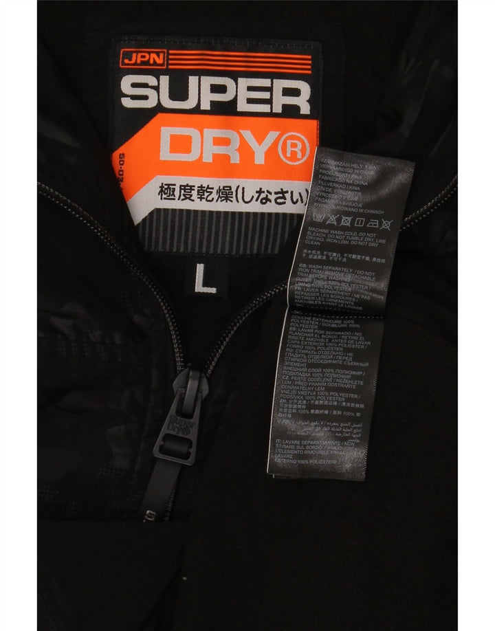 Giacca antipioggia da uomo con cappuccio Superdry UK 40 grande poliestere nero