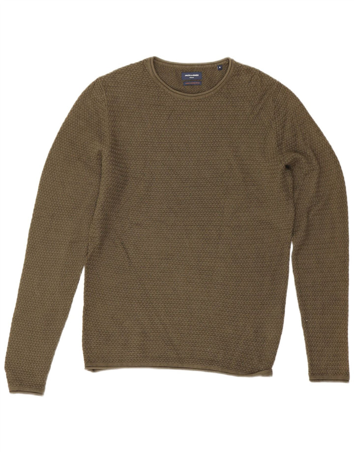 Maglione maglione girocollo da uomo Jack & Jones piccolo cotone kaki