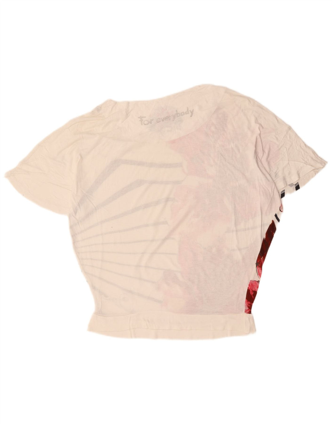 T-shirt grafica da donna DESIGUAL Top UK 16 grande cotone floreale bianco