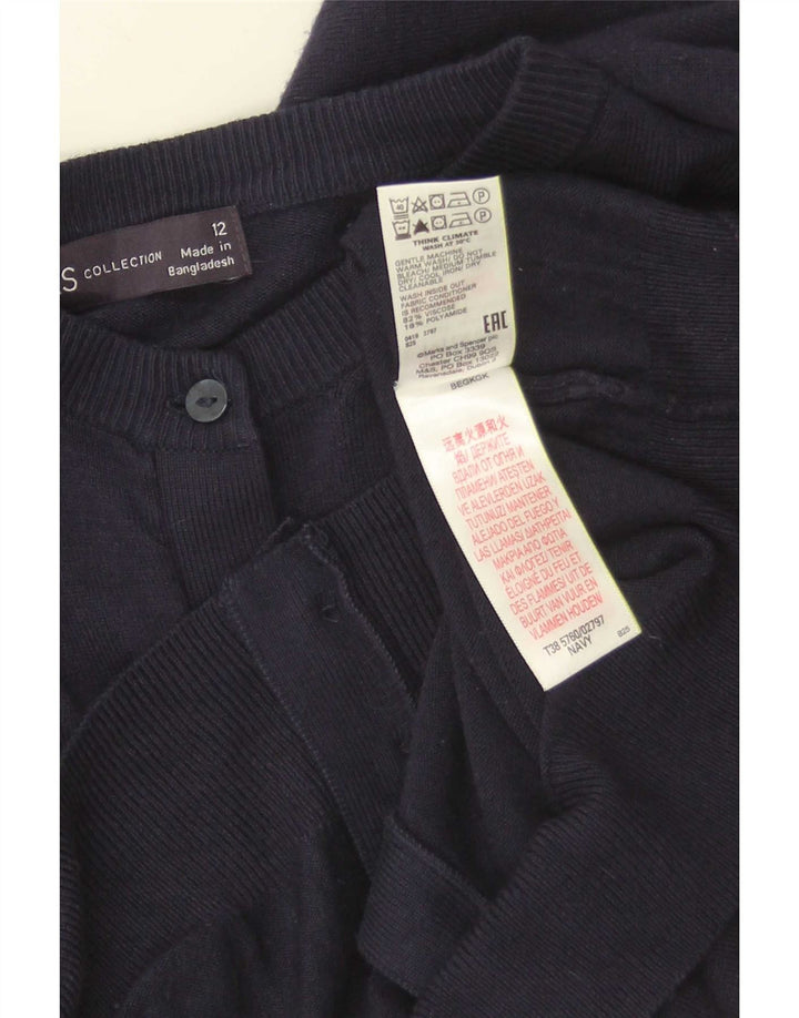 Maglione cardigan da donna Marks & Spencer UK 12 Viscosa blu navy medio