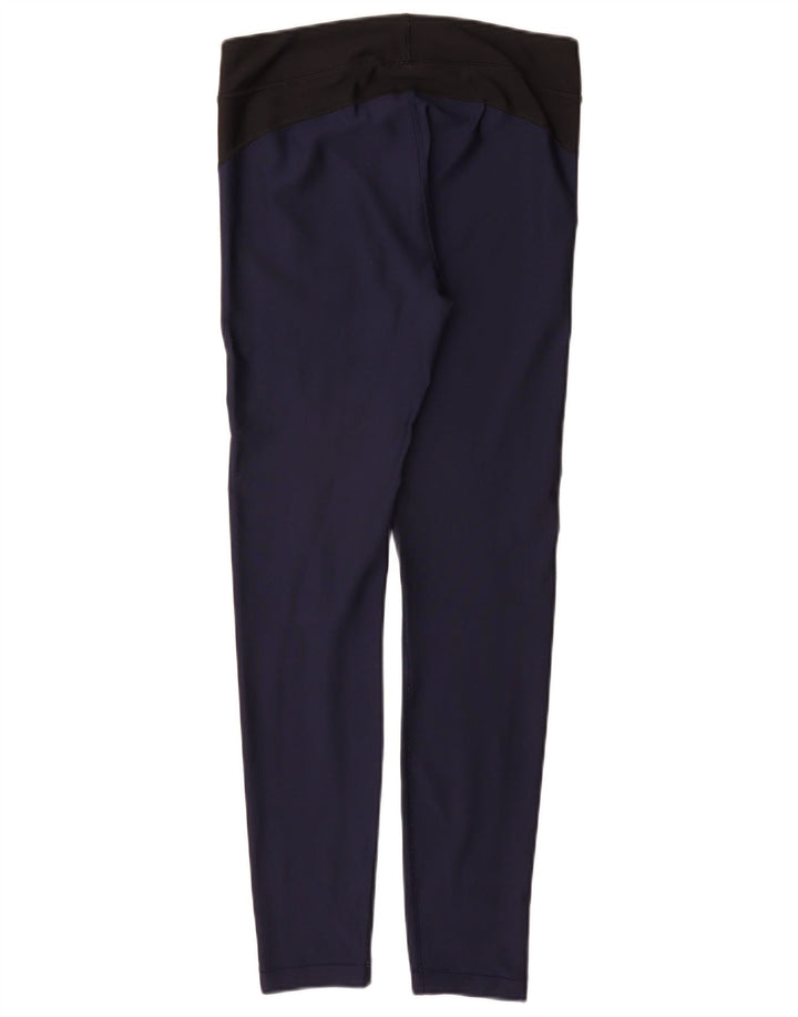 UNDER ARMOUR Womens Leggings UK 12 Medium Navy Blue Colourblock