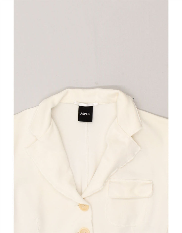 ASPESI Womens 4 Button Blazer Jacket UK 6 XS White Viscose Vintage Aspesi and Second-Hand Aspesi from Messina Hembry 