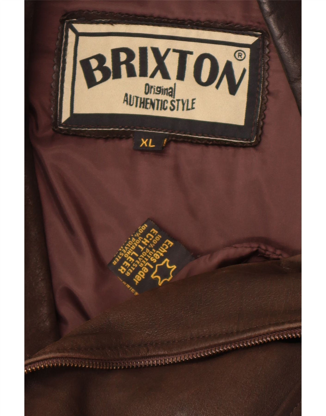 Giacca da motociclista in pelle da donna Brixton UK 18 XL in pelle marrone