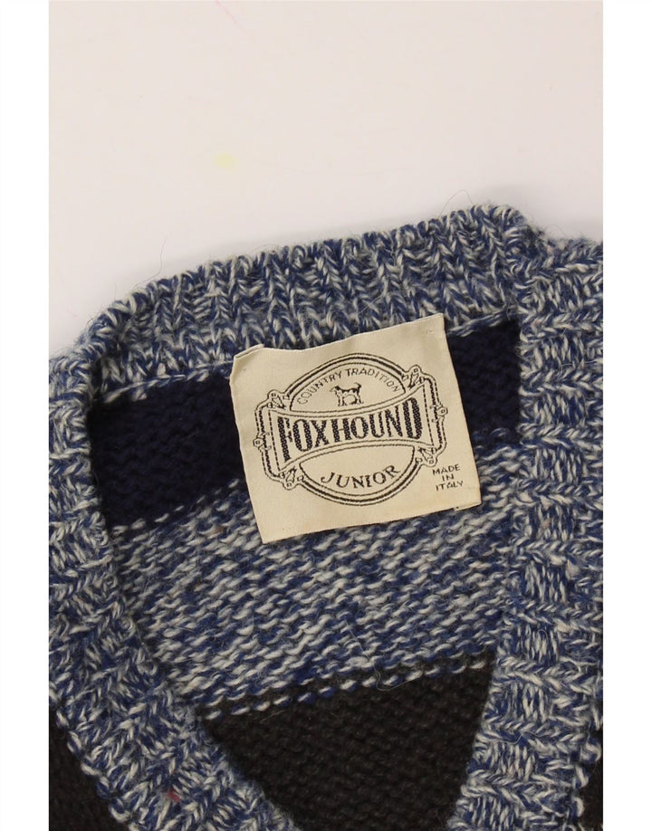 FOXHOUND Boys V-Neck Jumper Sweater 13-14 Years Multicoloured Striped Vintage Foxhound and Second-Hand Foxhound from Messina Hembry 