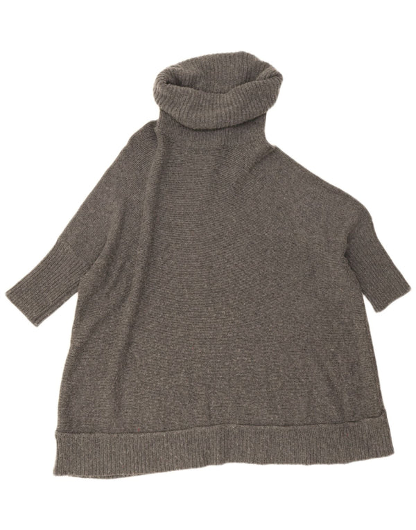Jaeger Donna Maglione Dolcevita Oversize con Collo Alto UK 10 Piccolo Grigio