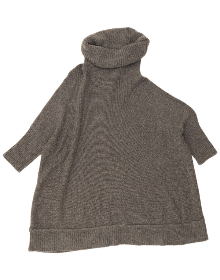Jaeger Donna Maglione Dolcevita Oversize con Collo Alto UK 10 Piccolo Grigio