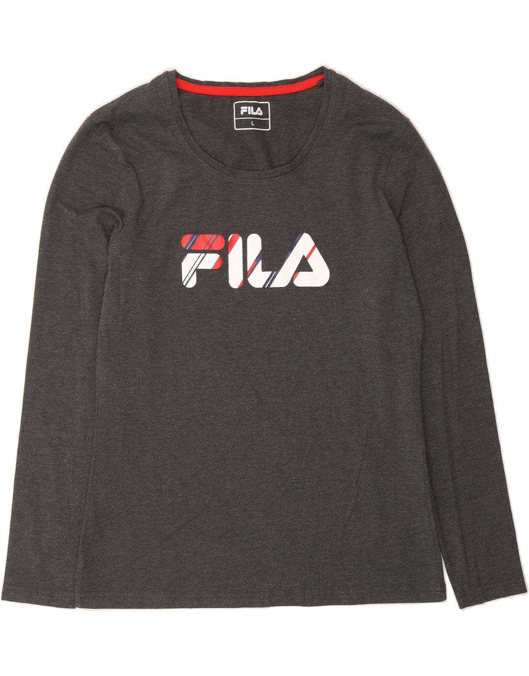 FILA Womens Graphic Top Long Sleeve UK 14 Large Grey Cotton Vintage Fila and Second-Hand Fila from Messina Hembry 