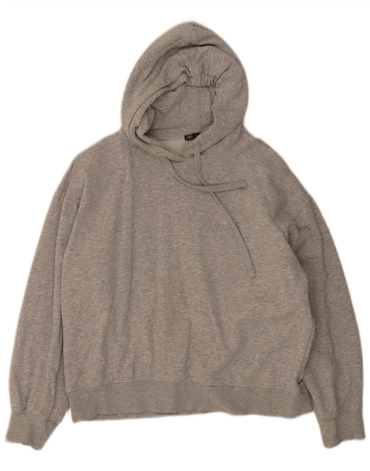 Maglione oversize con cappuccio da donna Zara UK 14 Grigio medio chiazzato