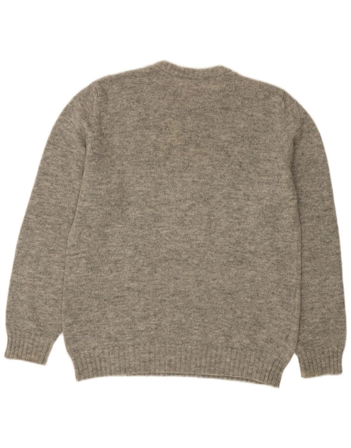 Maglione vintage da uomo girocollo grigio medio chiazzato