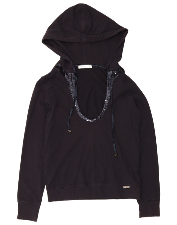 Felpa con cappuccio da donna Liu Jo UK 14 Large in cotone blu navy