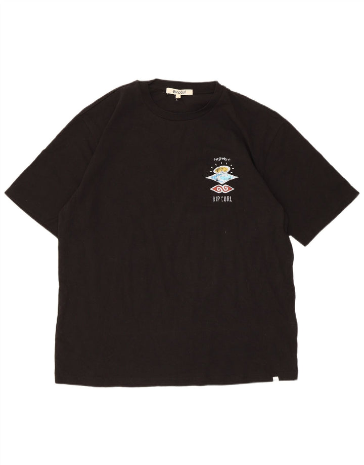 T-shirt grafica da uomo Rip Curl Top grande in cotone nero
