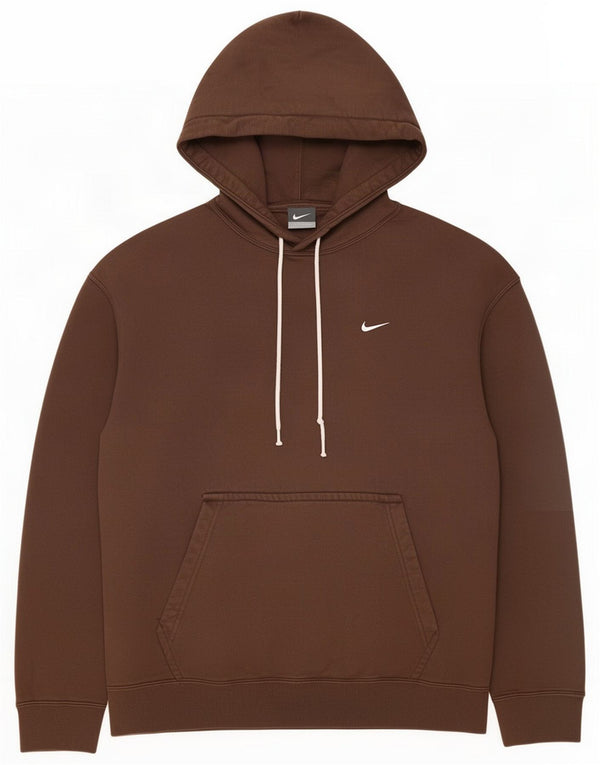 Nike Mens Hoodie Jumper Large Brown Cotton