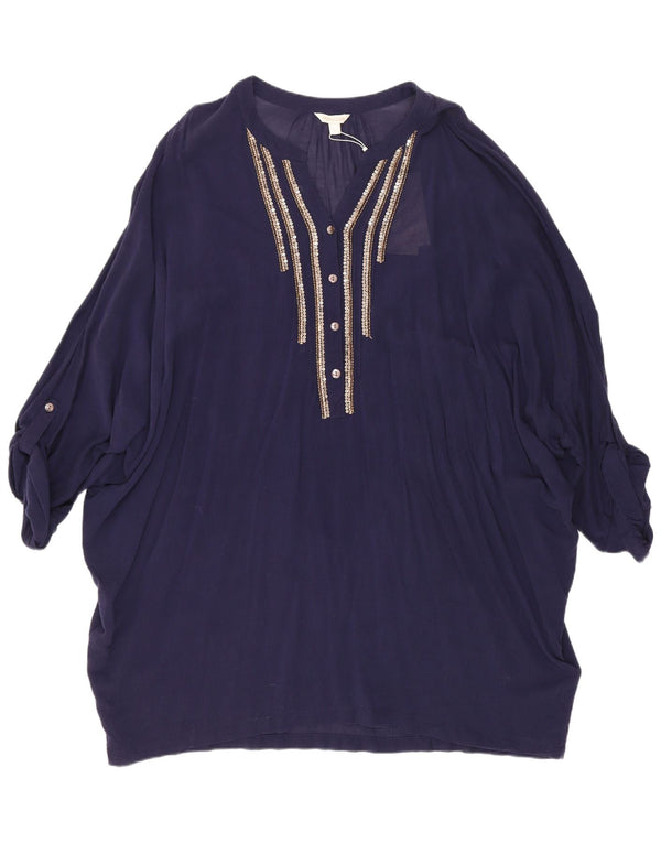 Abito tunica con maniche a 3/4 da donna Monsoon UK 16 Large in viscosa blu navy