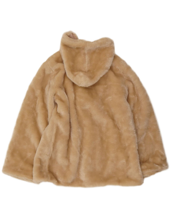 Euronova Womens Hooded Faux Fur Overcoat IT 46/48 Large Off White Acrylic