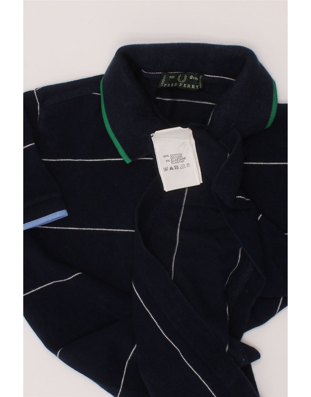 Polo Fred Perry da bambino, 7-8 anni, in cotone a righe blu navy