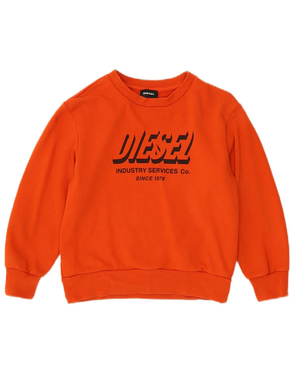 Diesel Felpa con grafica per ragazzi Maglione 7-8 anni in cotone arancione