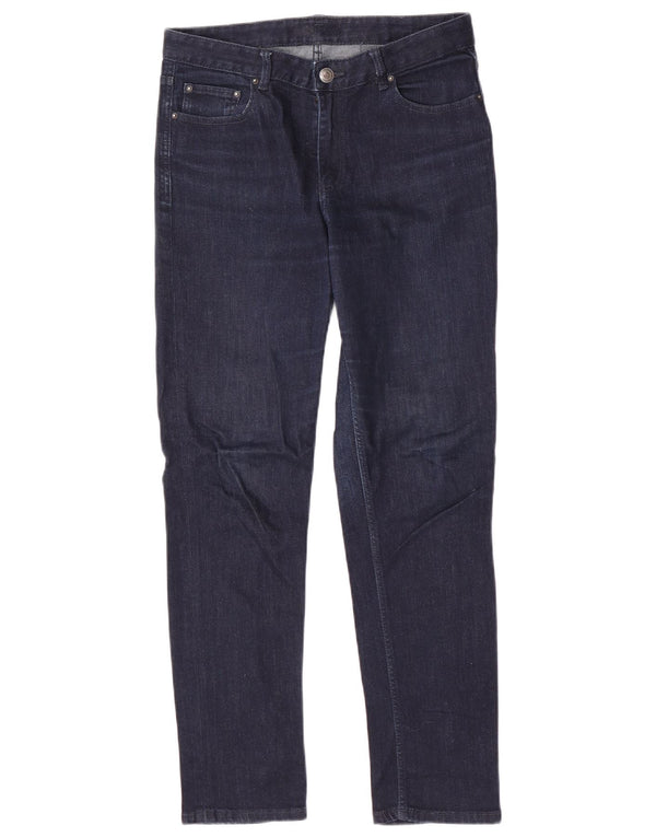 Jeans dritti da donna Marks & Spencer UK 10 piccoli W30 L29 cotone blu navy