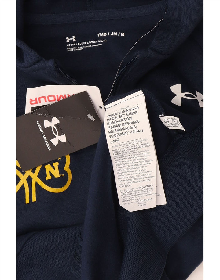 Felpa con cappuccio con zip grafica per ragazzi Under Armour 9-10 anni blu navy medio