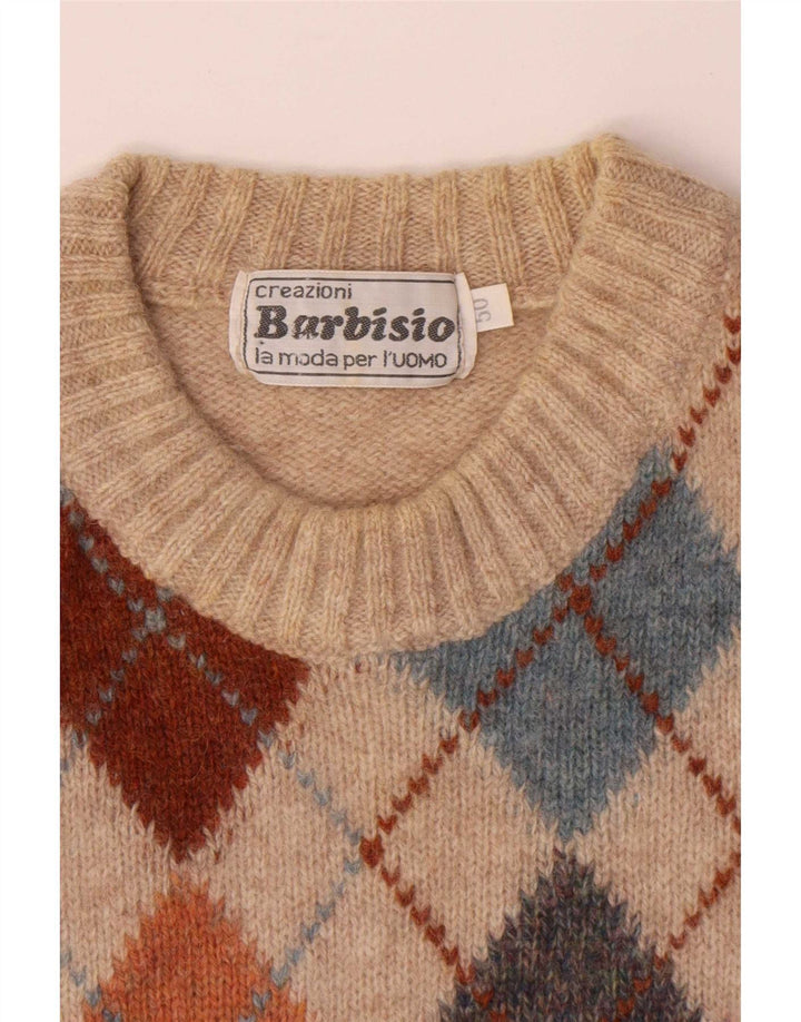 Maglione Maglione Girocollo Uomo Barbisio IT 50 Beige Medio Argyle/Diamante