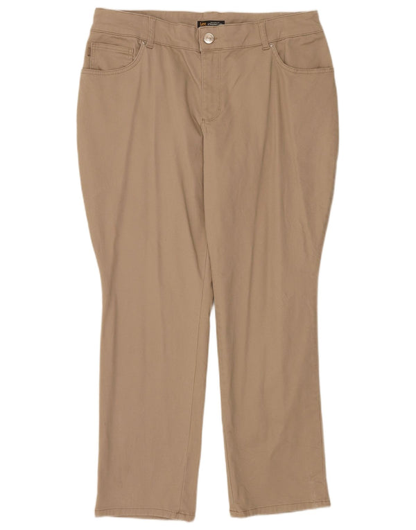 Pantaloni casual dritti da donna a vita media Lee US 18 2XL W36 L30 Beige