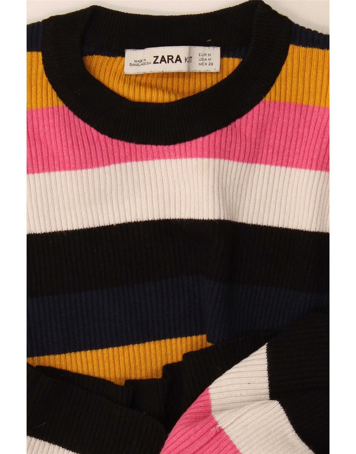 Top corto in camicetta corta da donna Zara UK 12 a righe multicolori medie