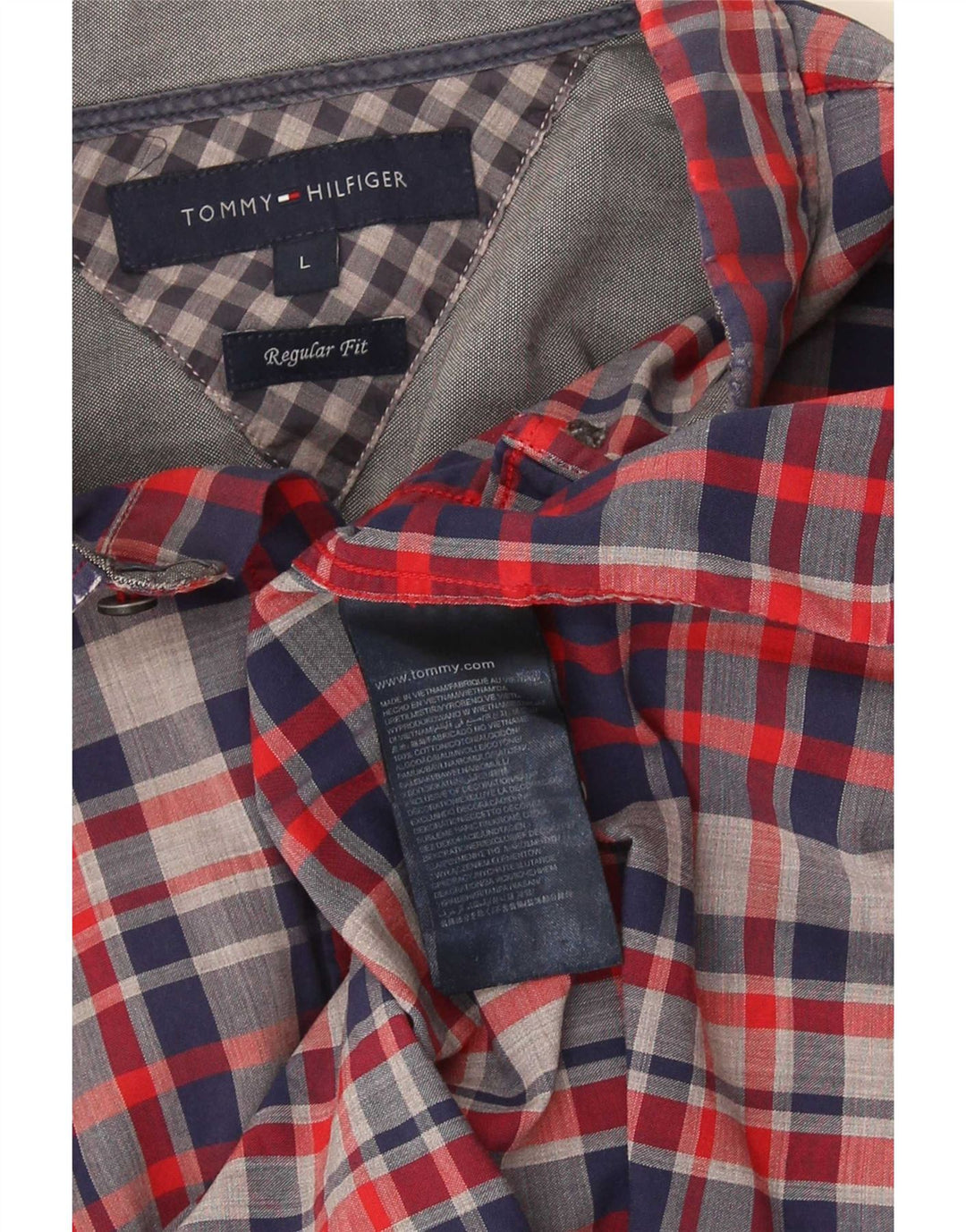 Camicia da uomo Regular Fit Tommy Hilfiger, cotone a quadri blu grandi