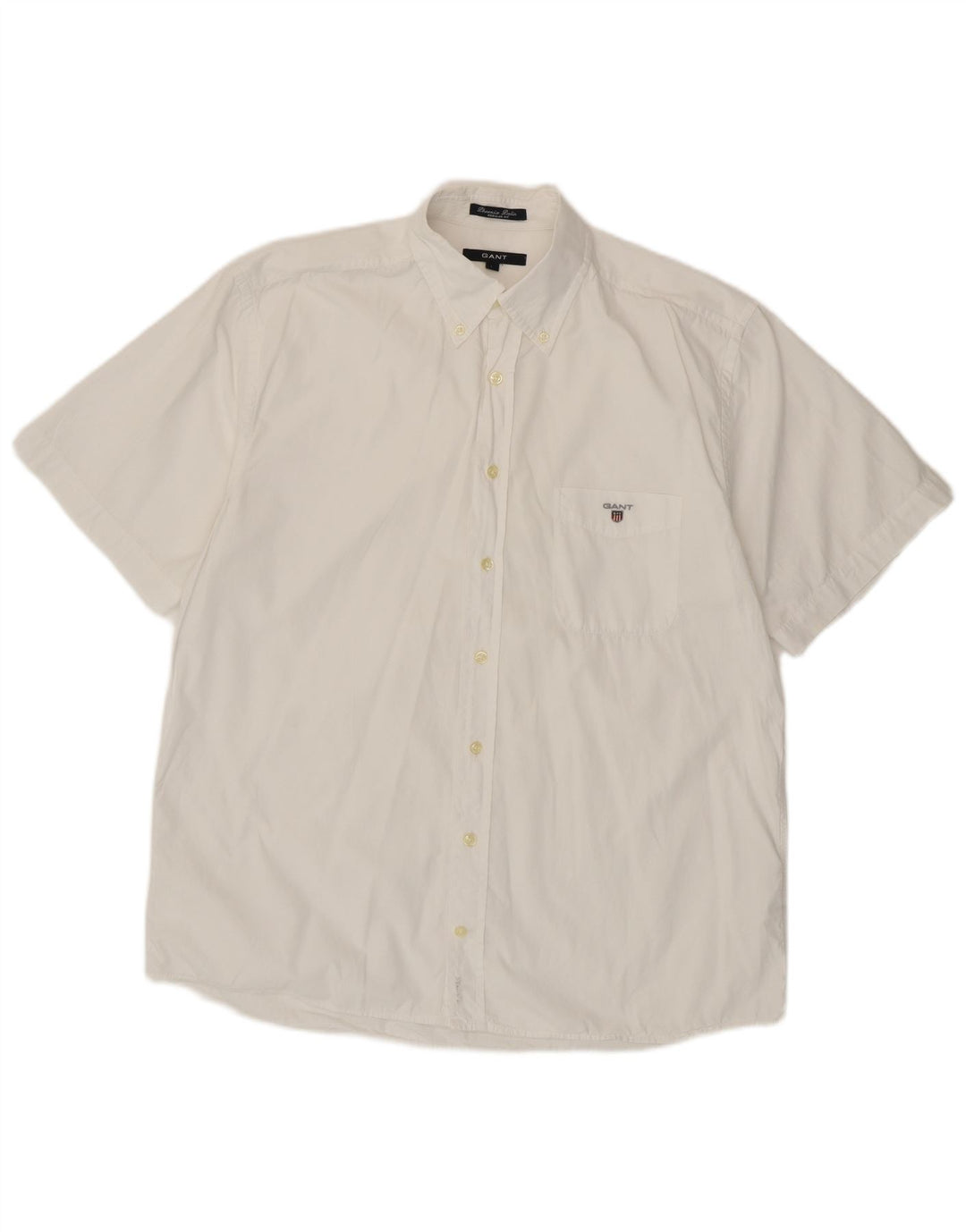 Gant Camicia da uomo a maniche corte vestibilità regolare Large in cotone bianco