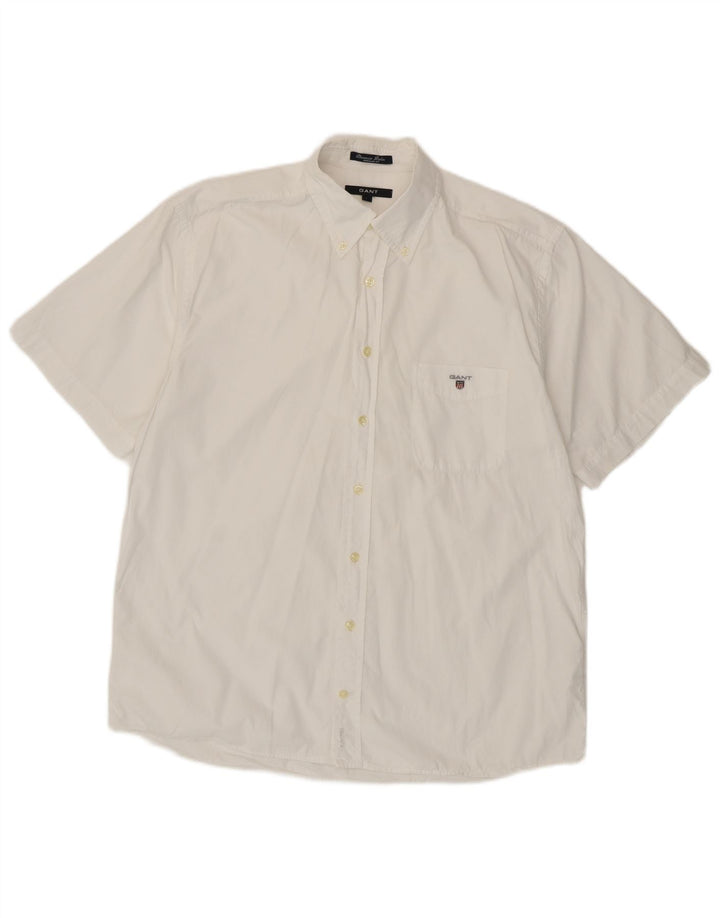 Gant Camicia da uomo a maniche corte vestibilità regolare Large in cotone bianco
